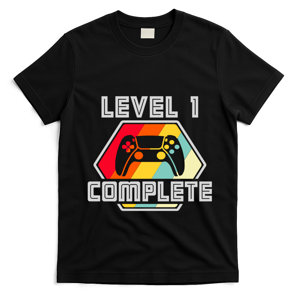 Level 1 Complete 1 Anniversary 1st Wedding Anniversary Gamer Gift T-Shirt - Black