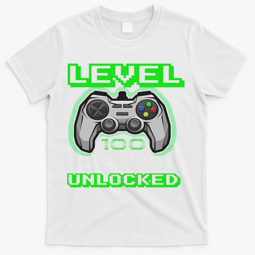 Level 100 Days Of School Unlocked Video Game T-Shirt - White