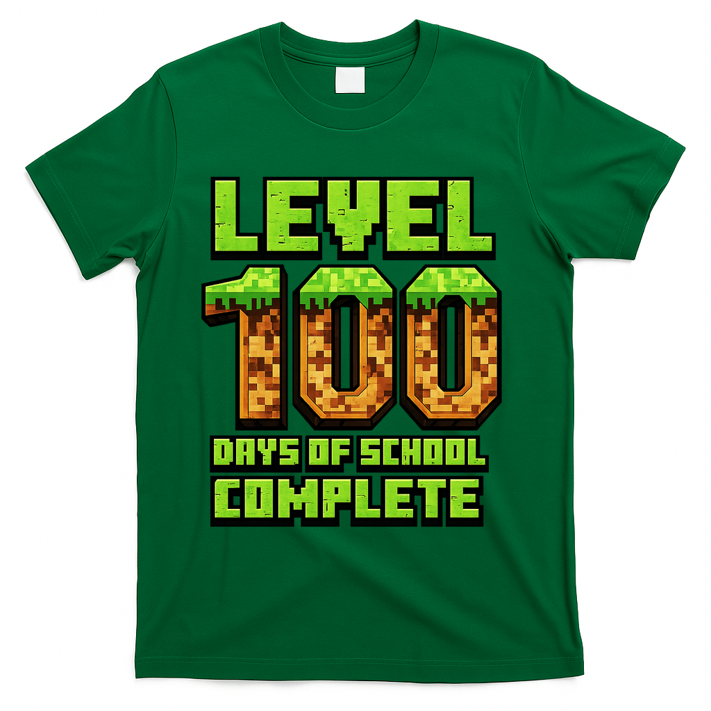 Level 100 Days Of School Complete Gamer  T-Shirt - Green