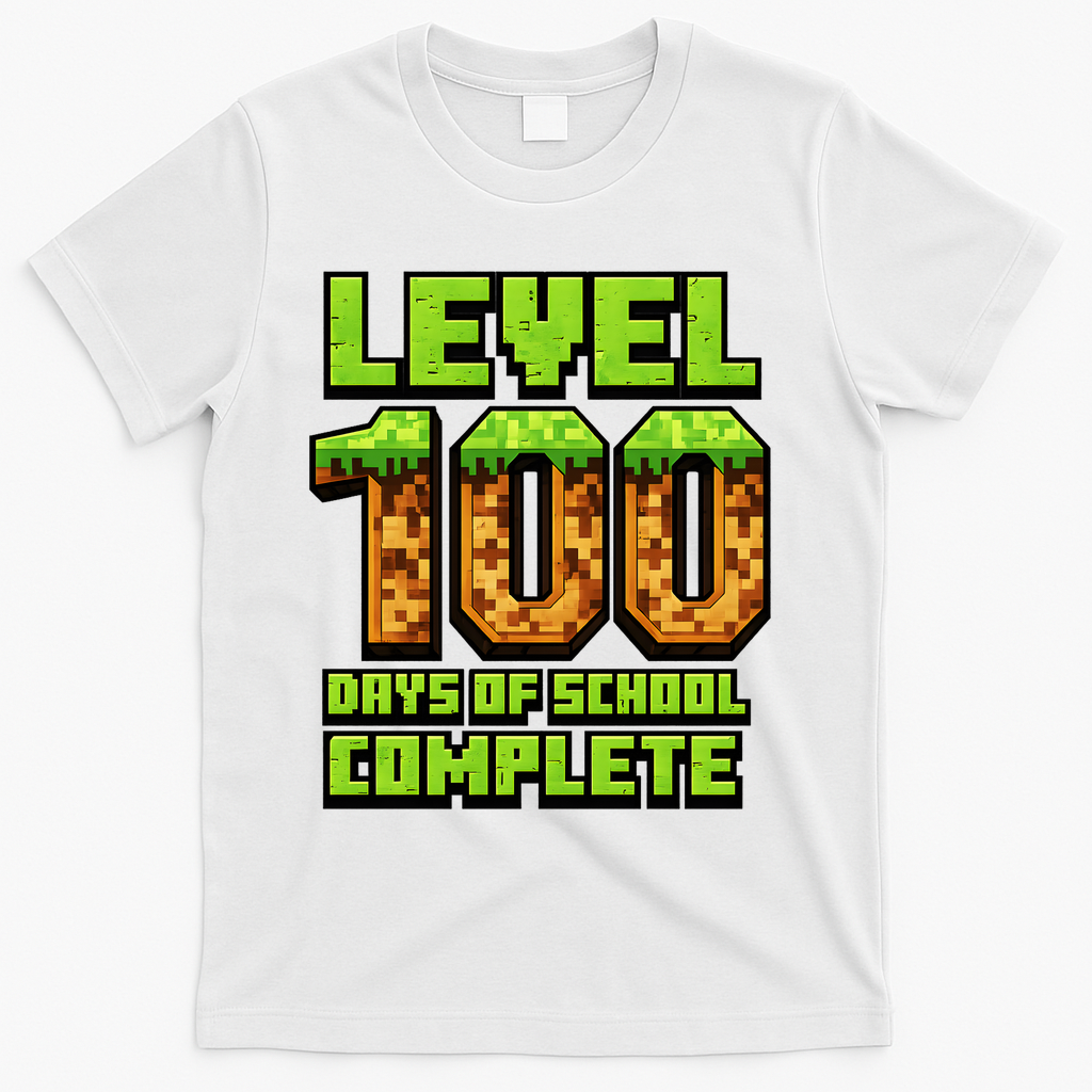 Level 100 Days Of School Complete Gamer  T-Shirt - White