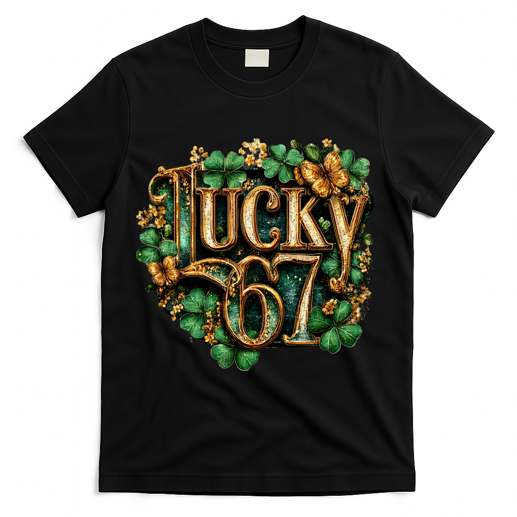 Lucky 67 St Patrick’s Day 6-7 Meme  T-Shirt - Black