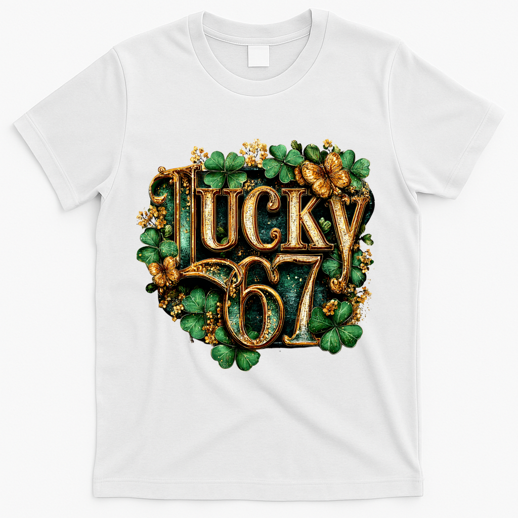 Lucky 67 St Patrick’s Day 6-7 Meme  T-Shirt - White