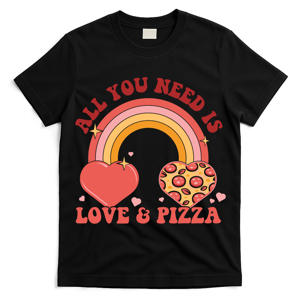 Love And Pizza Retro Valentine Gift For Valentine Day T-Shirt