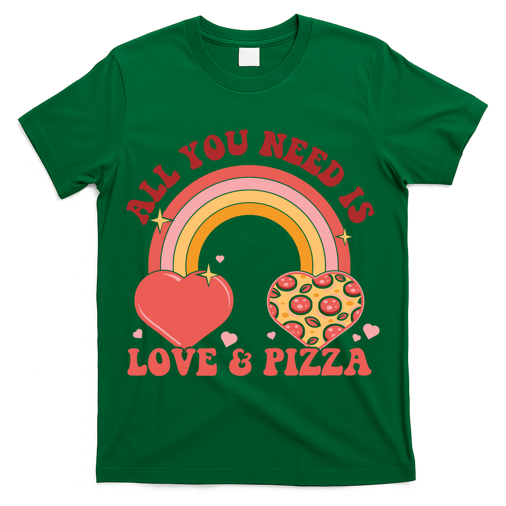 Love And Pizza Retro Valentine Gift For Valentine Day T-Shirt
