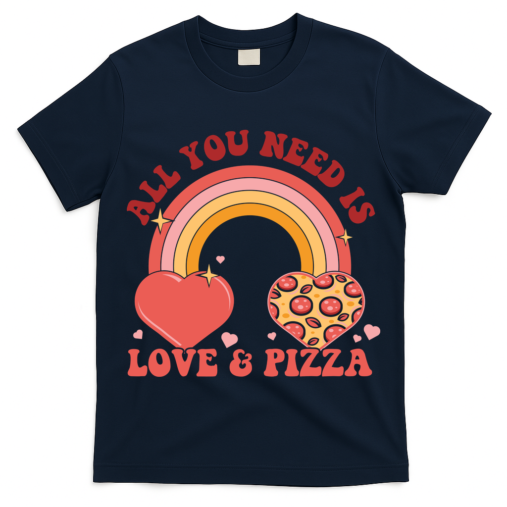 Love And Pizza Retro Valentine Gift For Valentine Day T-Shirt