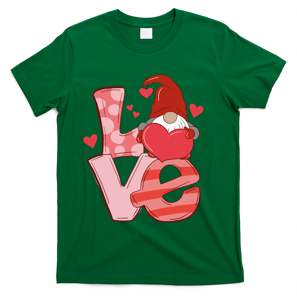 Love Cute Gnome Valentines Day Heart T-Shirt