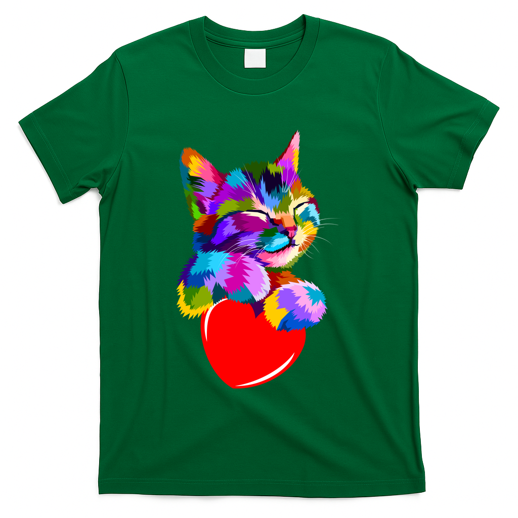 Colorful Cat Full Of Love Kitten Lovers  T-Shirt