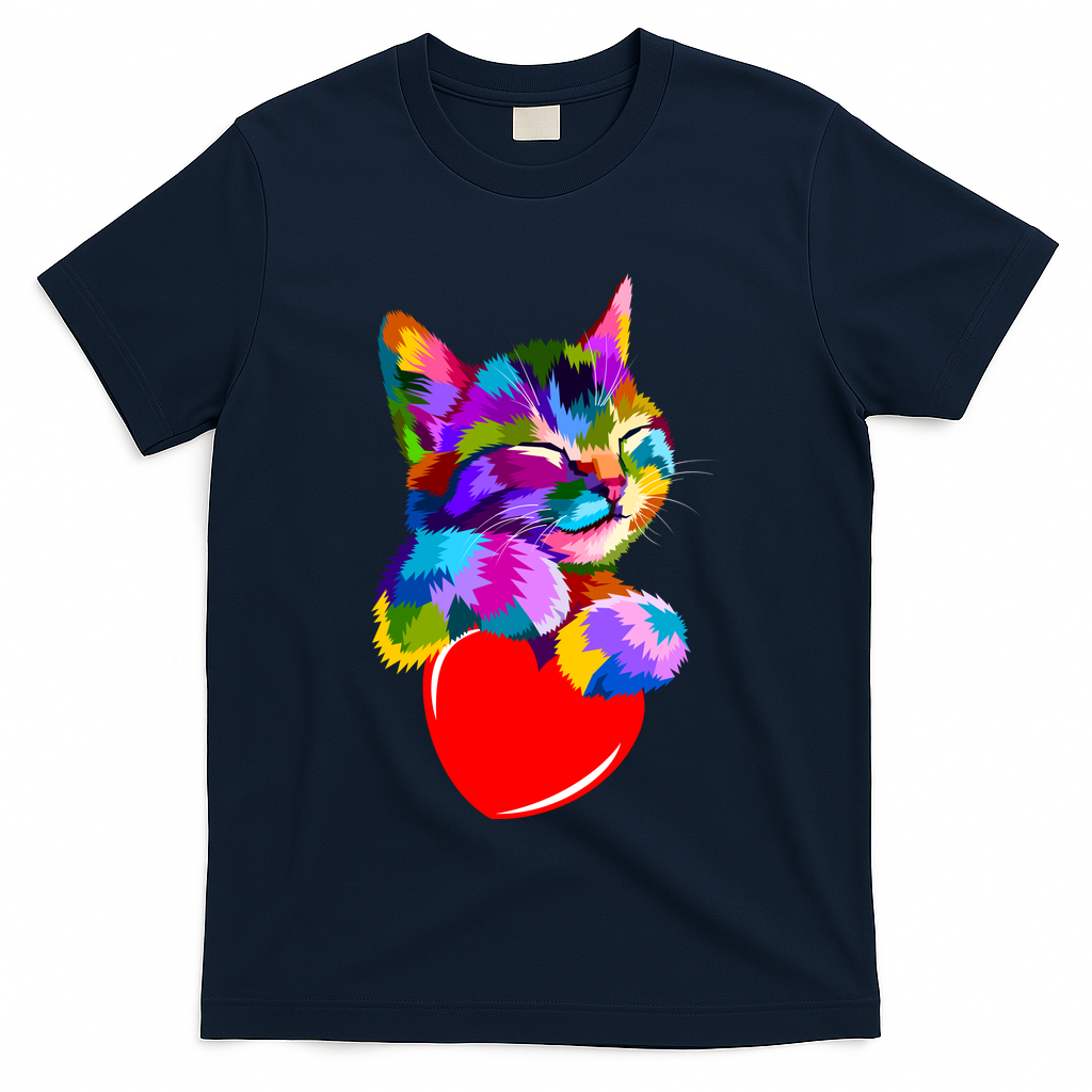 Colorful Cat Full Of Love Kitten Lovers  T-Shirt