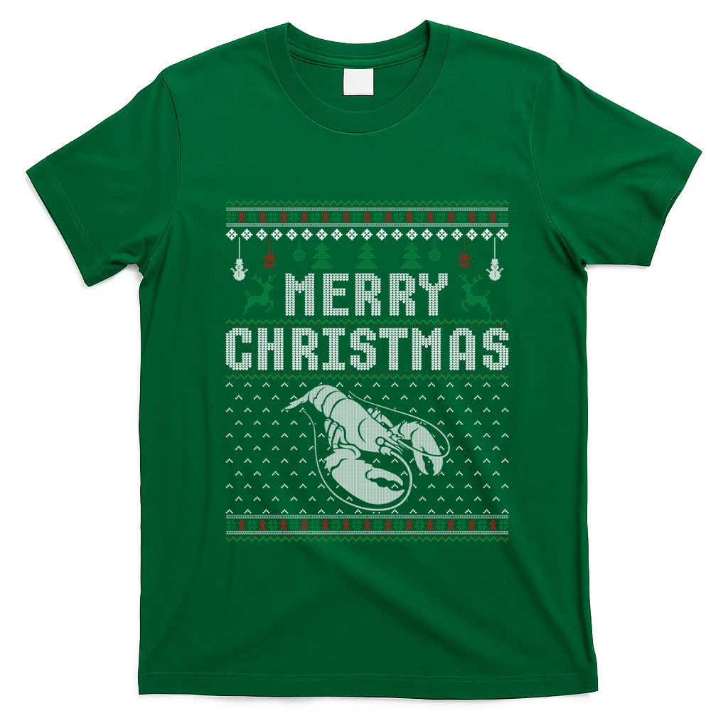 Lobster Christmas Ugly Funny Xmas Gift T-Shirt - Irish Green