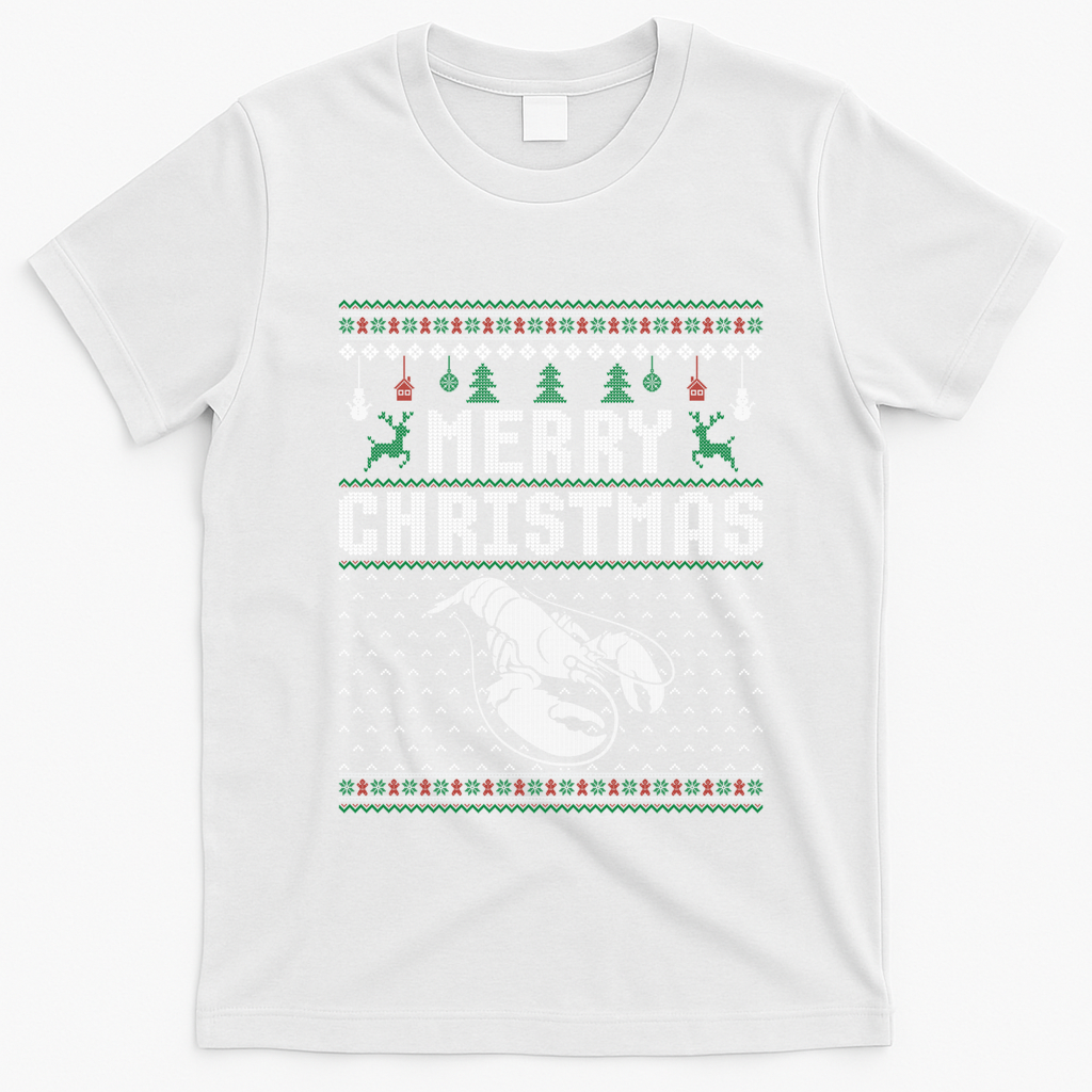 Lobster Christmas Ugly Funny Xmas Gift T-Shirt - White