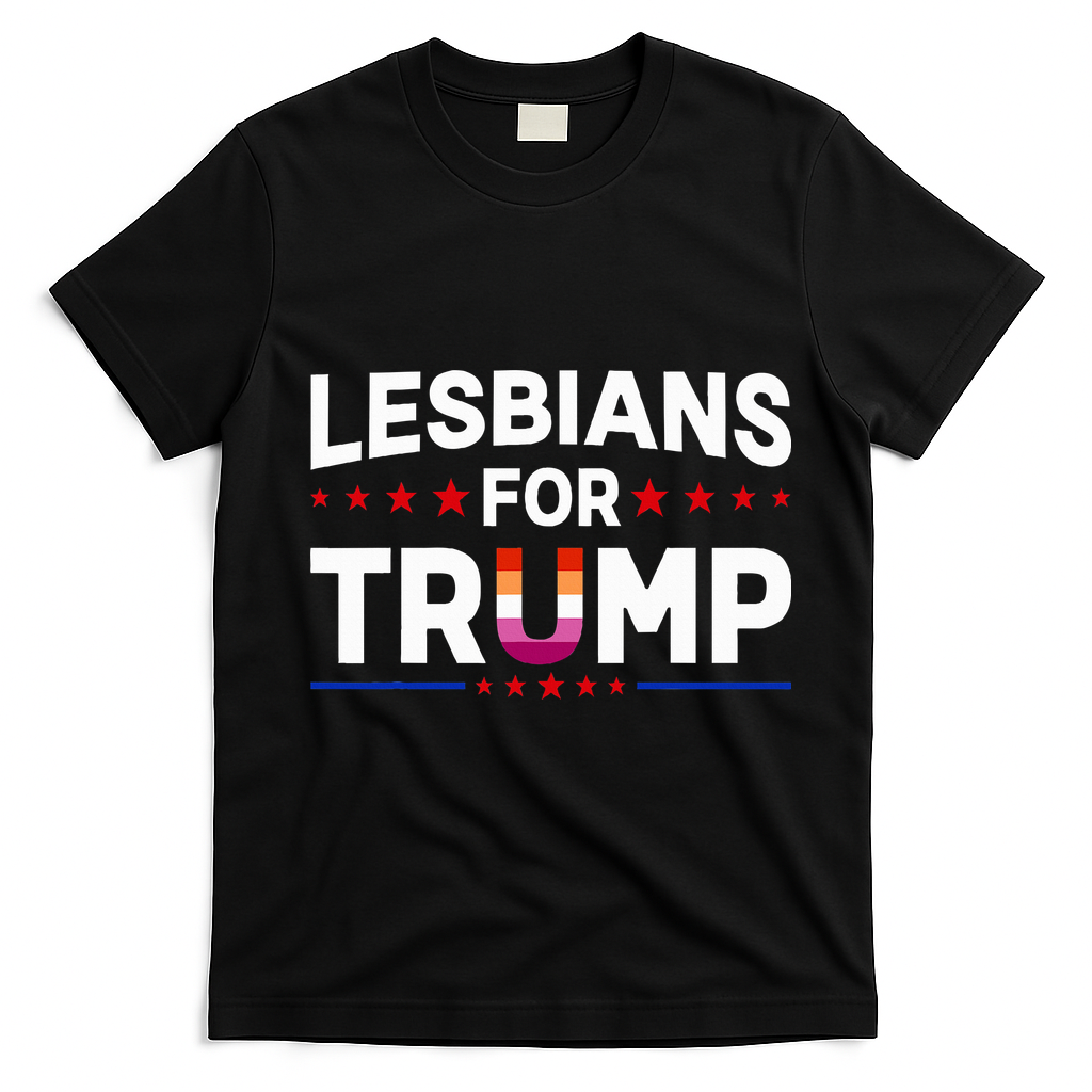 Lesbians For Trump 2024 Re Election President Vote Item Meme T-Shirt - Black