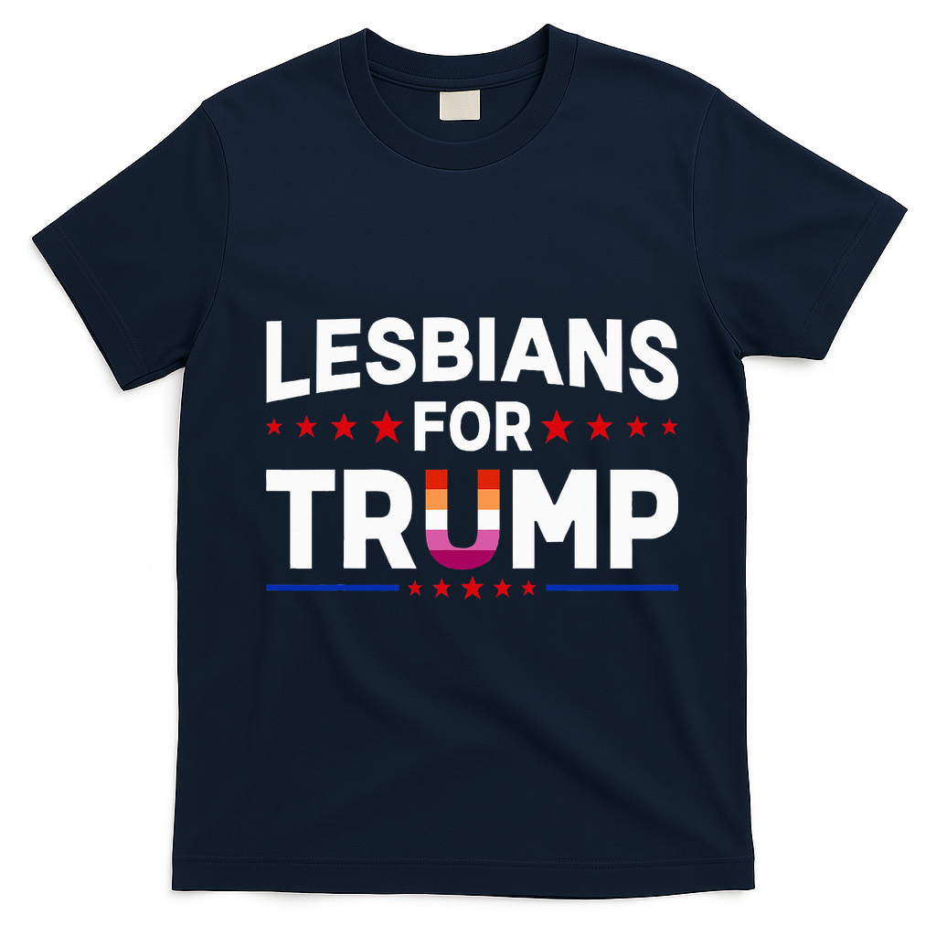 Lesbians For Trump 2024 Re Election President Vote Item Meme T-Shirt - Navy Blue