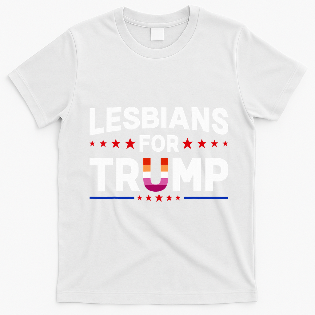 Lesbians For Trump 2024 Re Election President Vote Item Meme T-Shirt - White