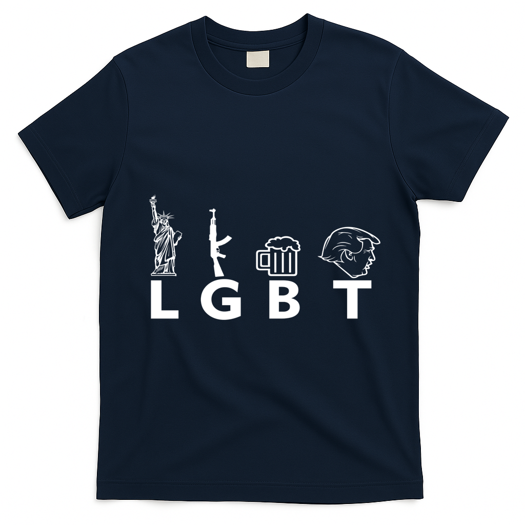 LGBT Lady Liberty Guns Beer Trump Donald Trump T-Shirt - Navy Blue