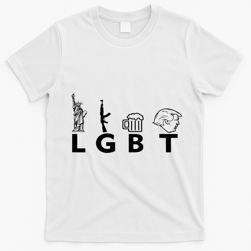 LGBT Lady Liberty Guns Beer Trump Donald Trump T-Shirt - White