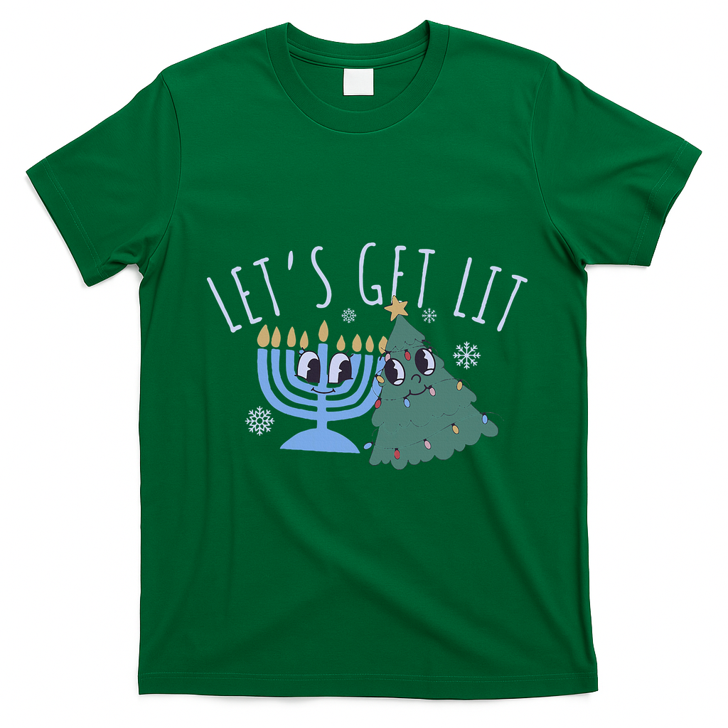 LetS Get Lit Chrismukkah Hanukkah Christmas Matching Family T-Shirt - Irish Green