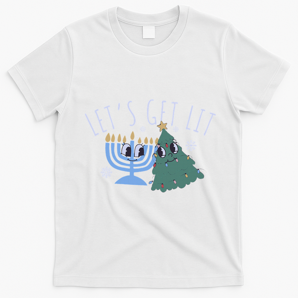 LetS Get Lit Chrismukkah Hanukkah Christmas Matching Family T-Shirt - White