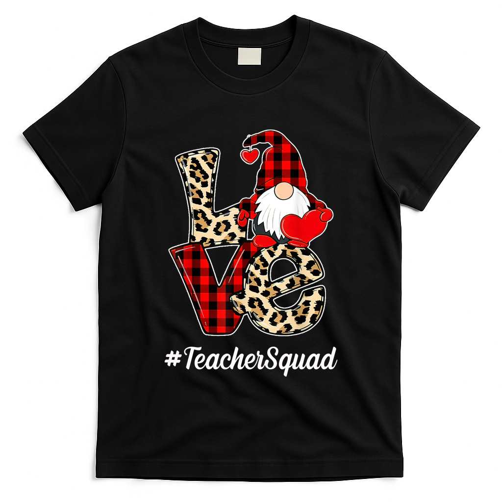 Love Gnome Teacher Squad Happy Valentine Day T-Shirt