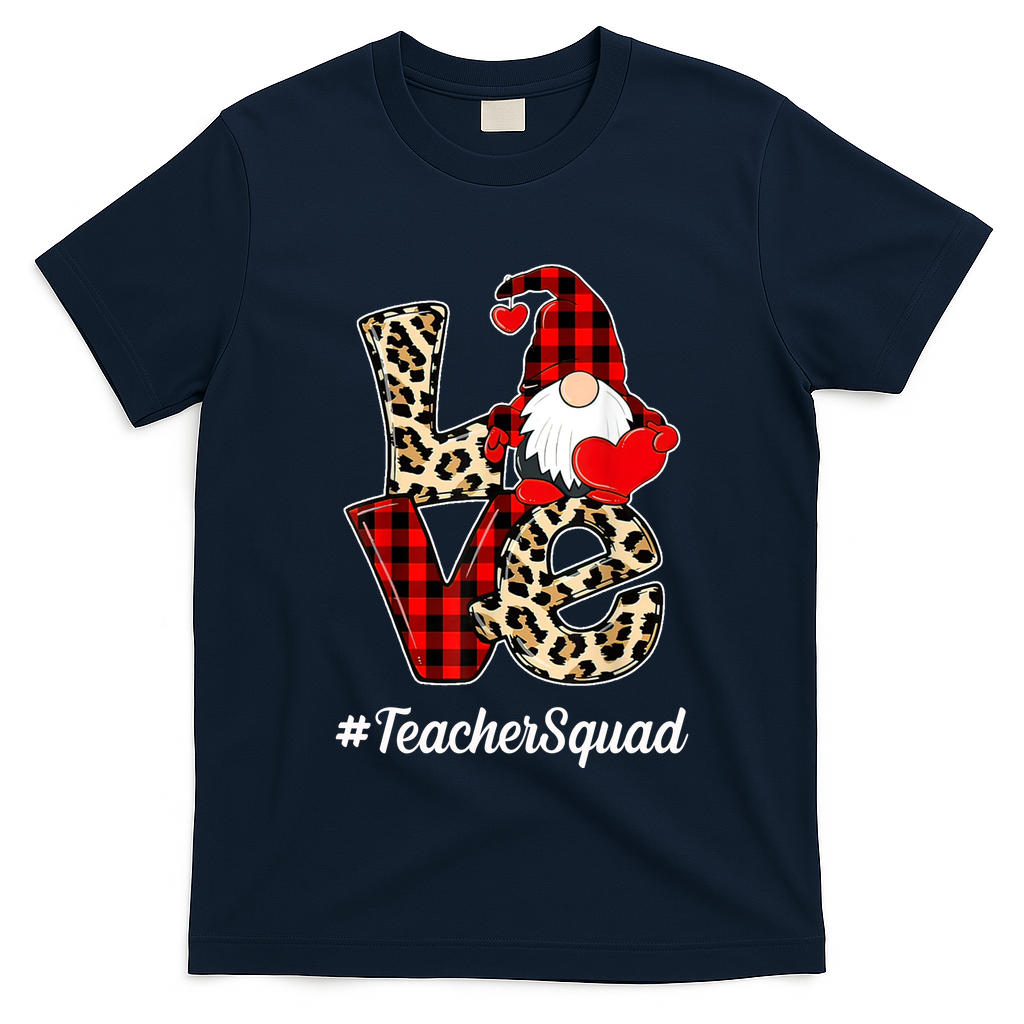 Love Gnome Teacher Squad Happy Valentine Day T-Shirt