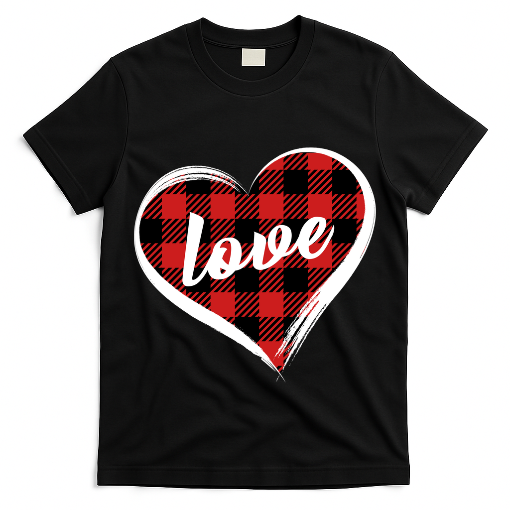 Valentines Day Love Plaid Heart T-Shirt