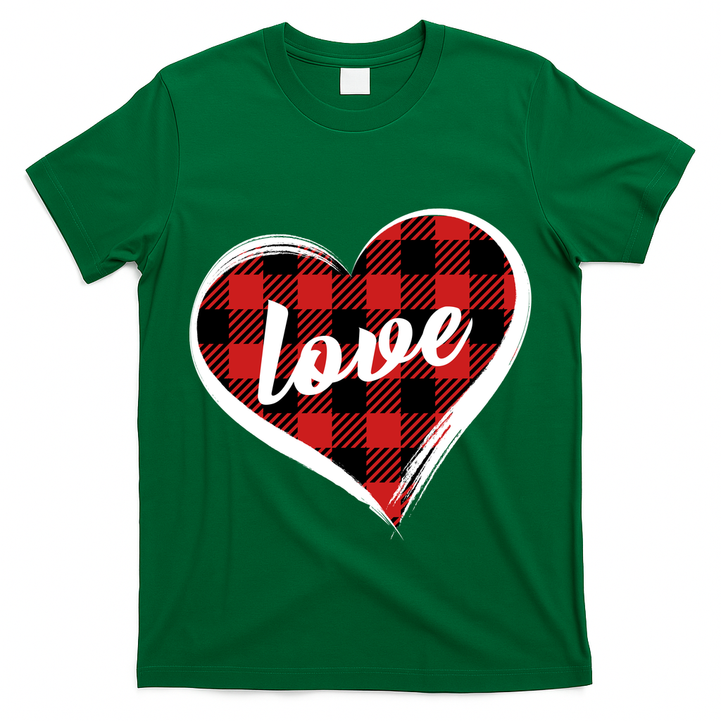 Valentines Day Love Plaid Heart T-Shirt