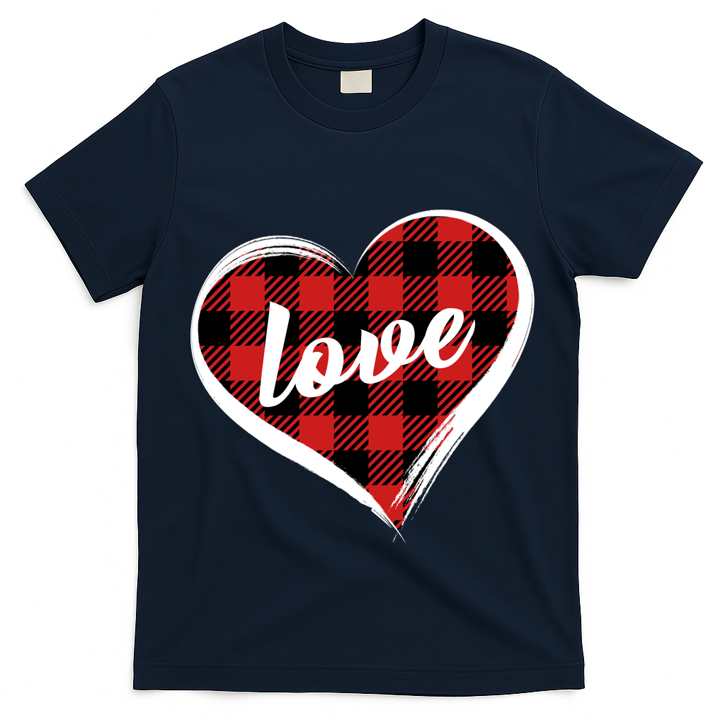 Valentines Day Love Plaid Heart T-Shirt