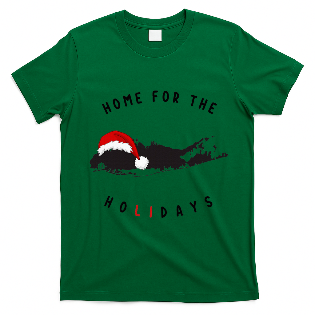 Long Island Christmas Long Island Map With Santa Hat T-Shirt - Irish Green