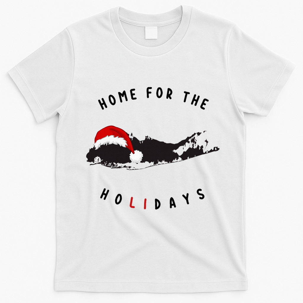 Long Island Christmas Long Island Map With Santa Hat T-Shirt - White