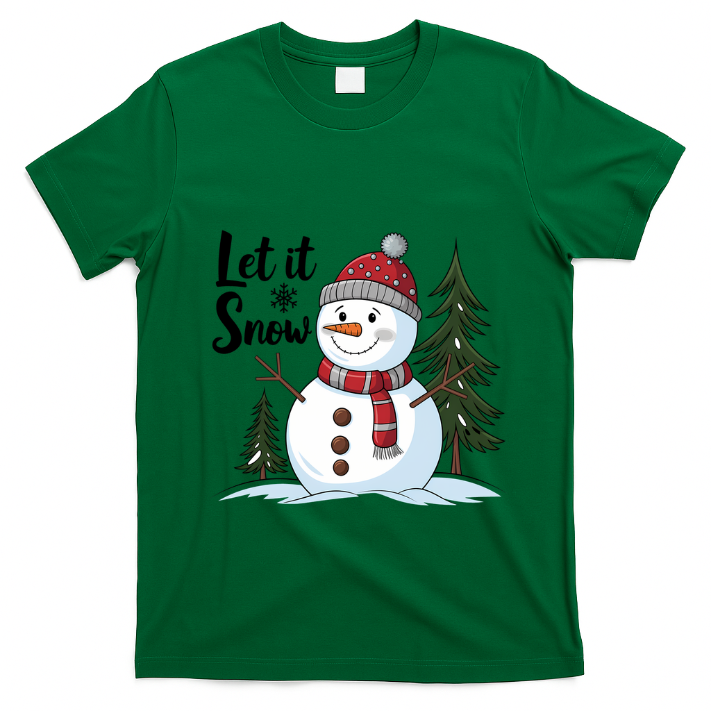 Let It Snow Cute Snowman Christmas Xmas Holiday T-Shirt - Irish Green