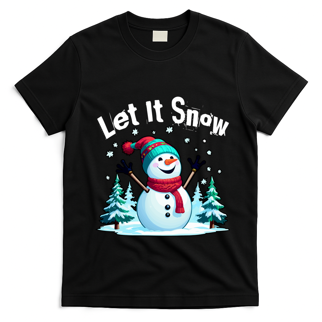 Let It Snow Snowman T-Shirt - Black