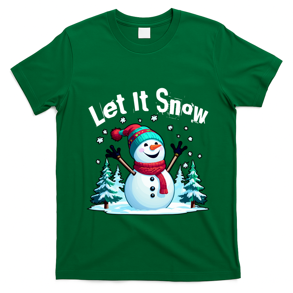Let It Snow Snowman T-Shirt - Irish Green