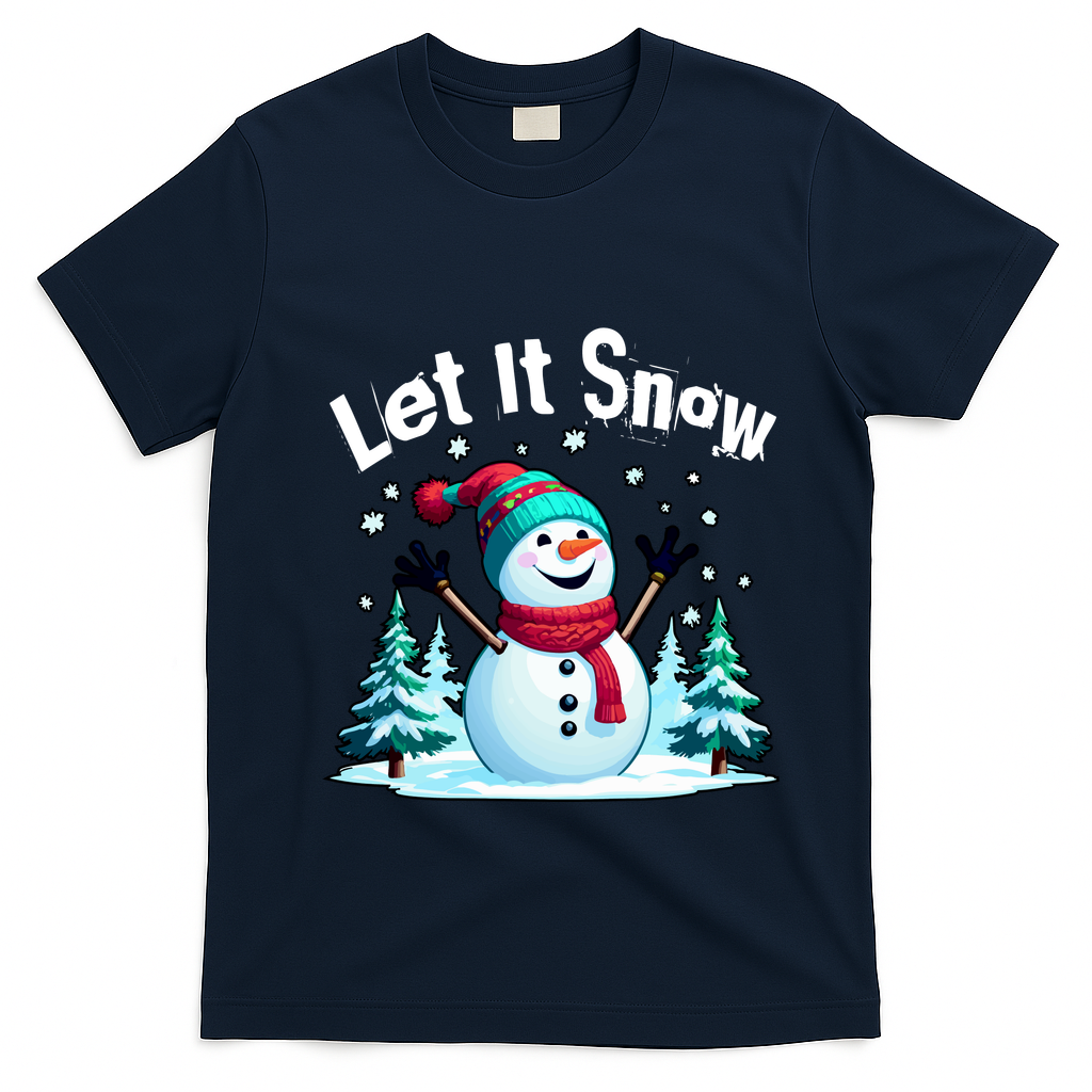 Let It Snow Snowman T-Shirt - Navy Blue