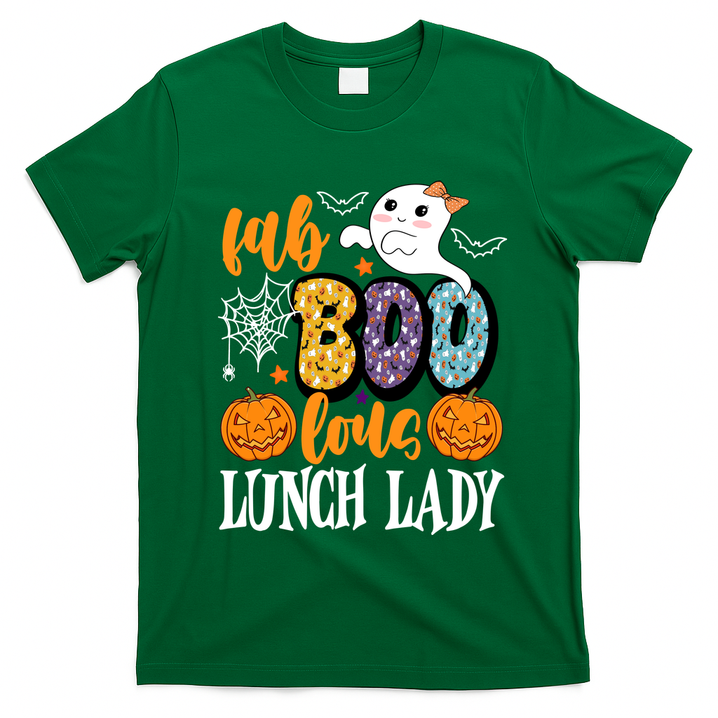 Lunch Lady Boo Halloween Festive Cute T-Shirt - Irish Green