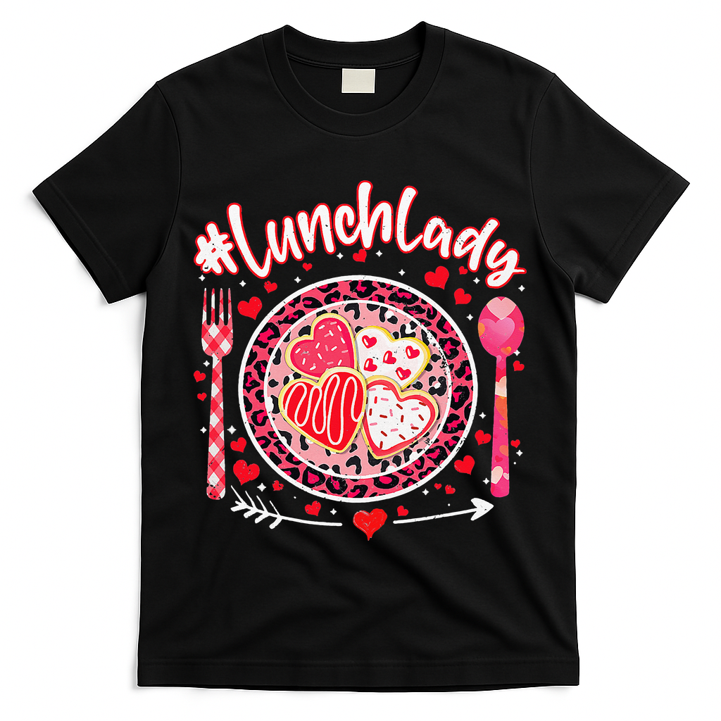 Lunch Lady Happy Valentine's Day Cafeteria Worker T-Shirt