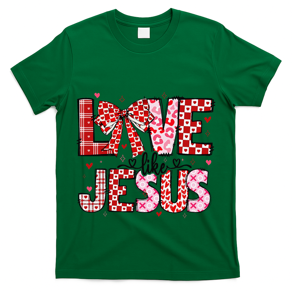 Love Like Jesus Coquette Bow Valentine Day Girl Women T-Shirt