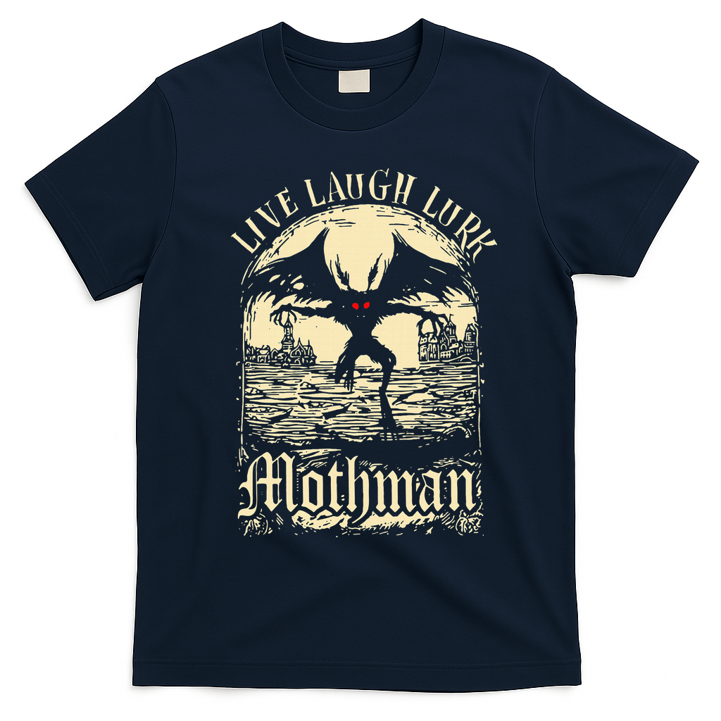 Live. Laugh. Lurk Mothman T-Shirt - Navy Blue