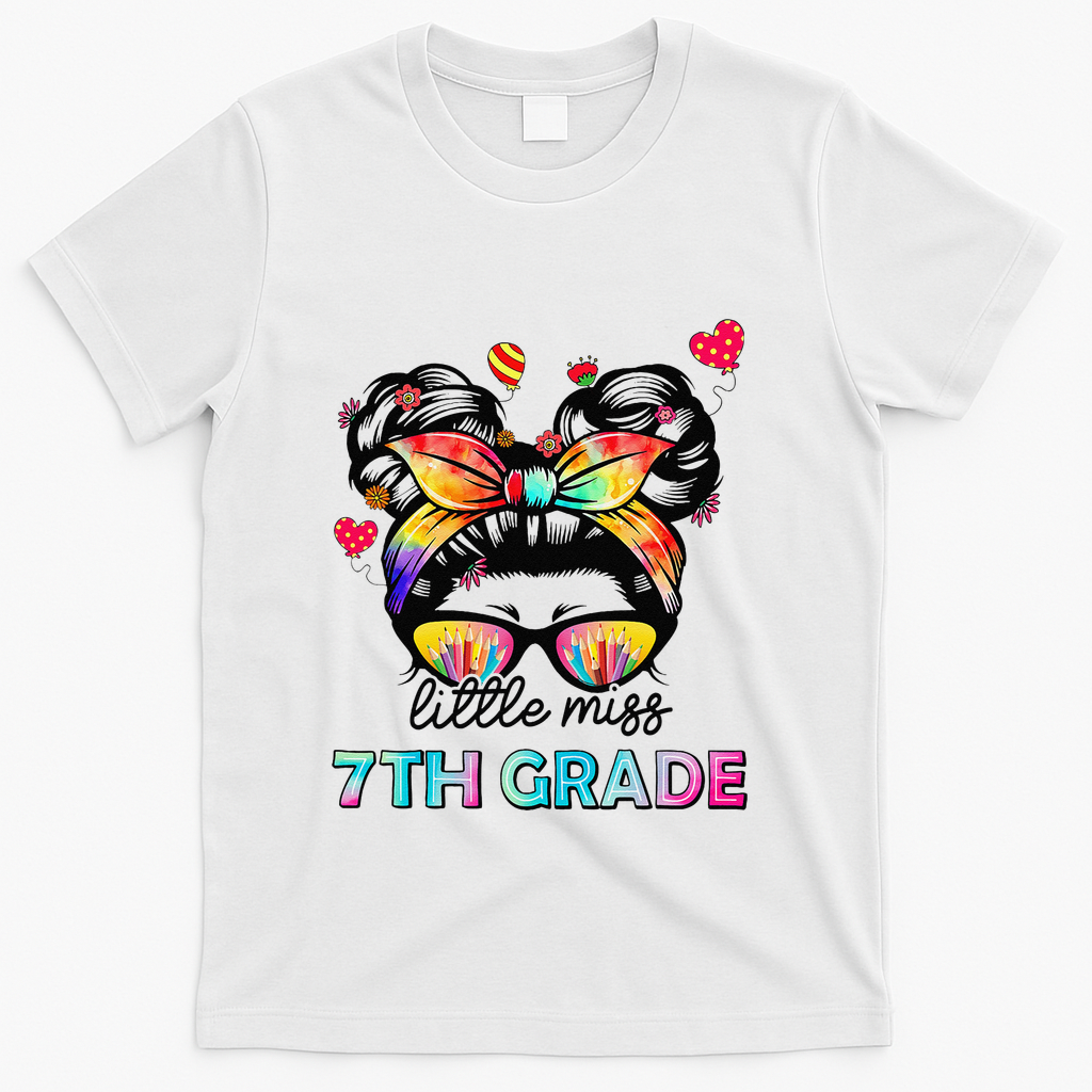 Little Miss Seventh Grade Back To School 7th Grade Girl Gift T-Shirt - White