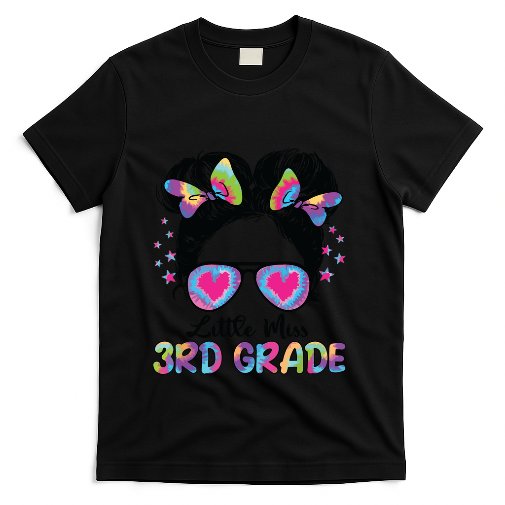 Little Miss Third Grade Girl Back To School 3rd Grade T-Shirt - Black