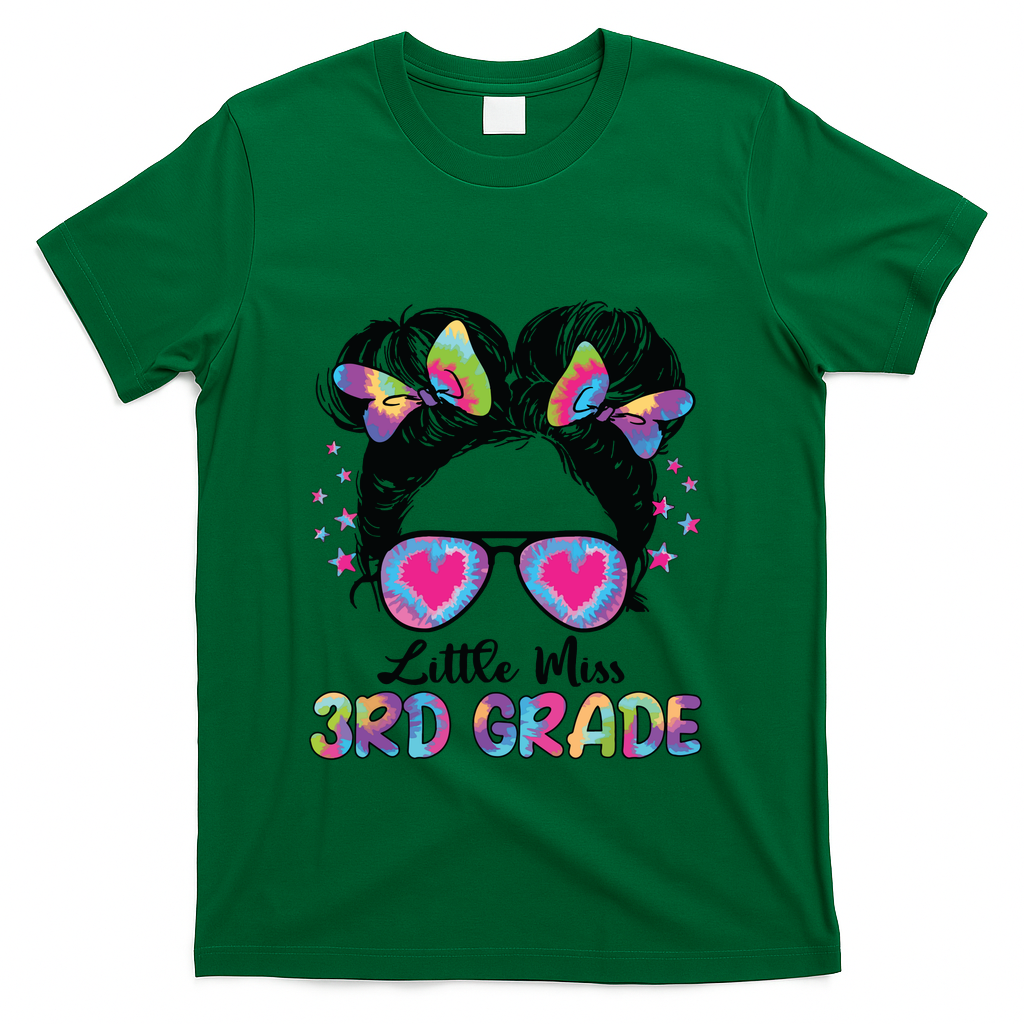 Little Miss Third Grade Girl Back To School 3rd Grade T-Shirt - Green