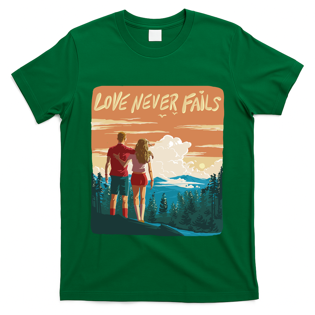 Love Never Fails Sunset Couple T-Shirt