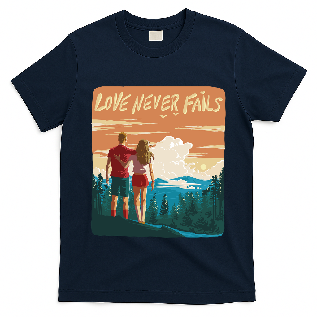 Love Never Fails Sunset Couple T-Shirt