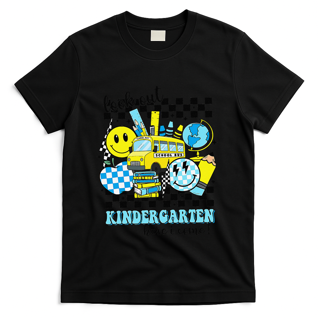 Look Out Kindergarten Here I Come Back To School Gift T-Shirt - Black