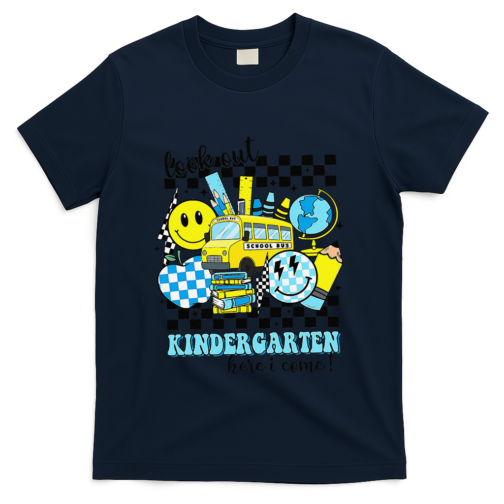 Look Out Kindergarten Here I Come Back To School Gift T-Shirt - Navy