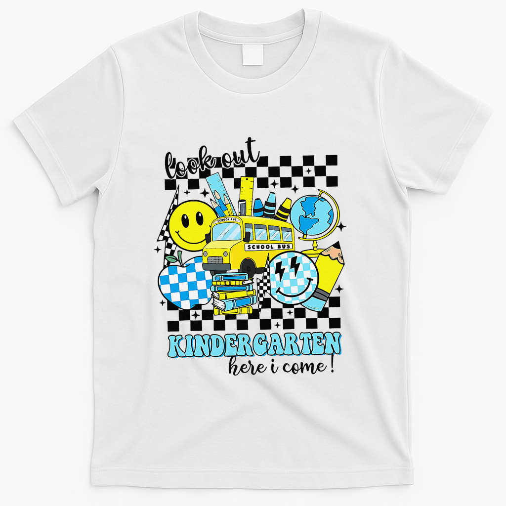 Look Out Kindergarten Here I Come Back To School Gift T-Shirt - White