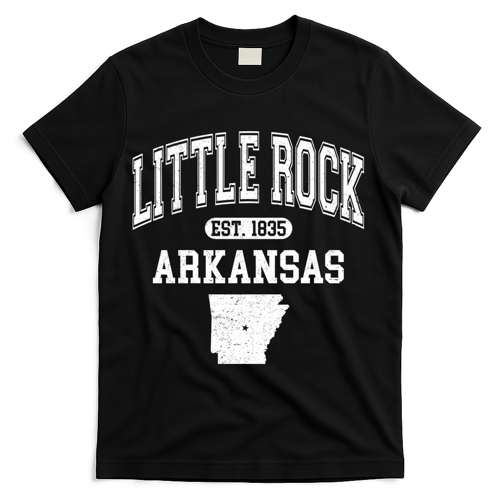 Little Rock Arkansas Est 1835 Varsity T-Shirt - Black
