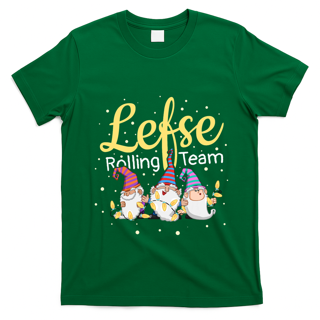 Lefse Rolling Team Gnome Christmas Norway Xmas Ornament Gift T-Shirt - Irish Green