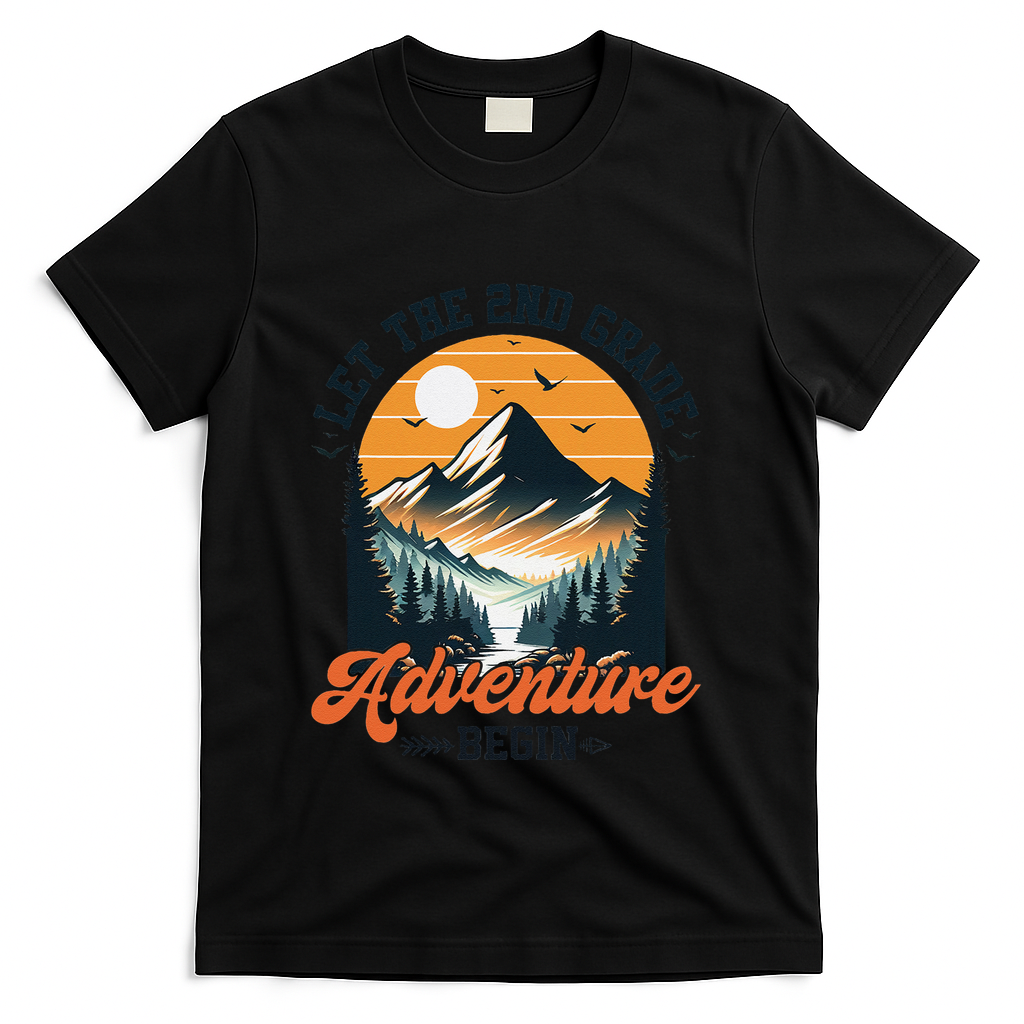 Let The 2nd Grade Adventure Begin Back To School Teacher T-Shirt - Black