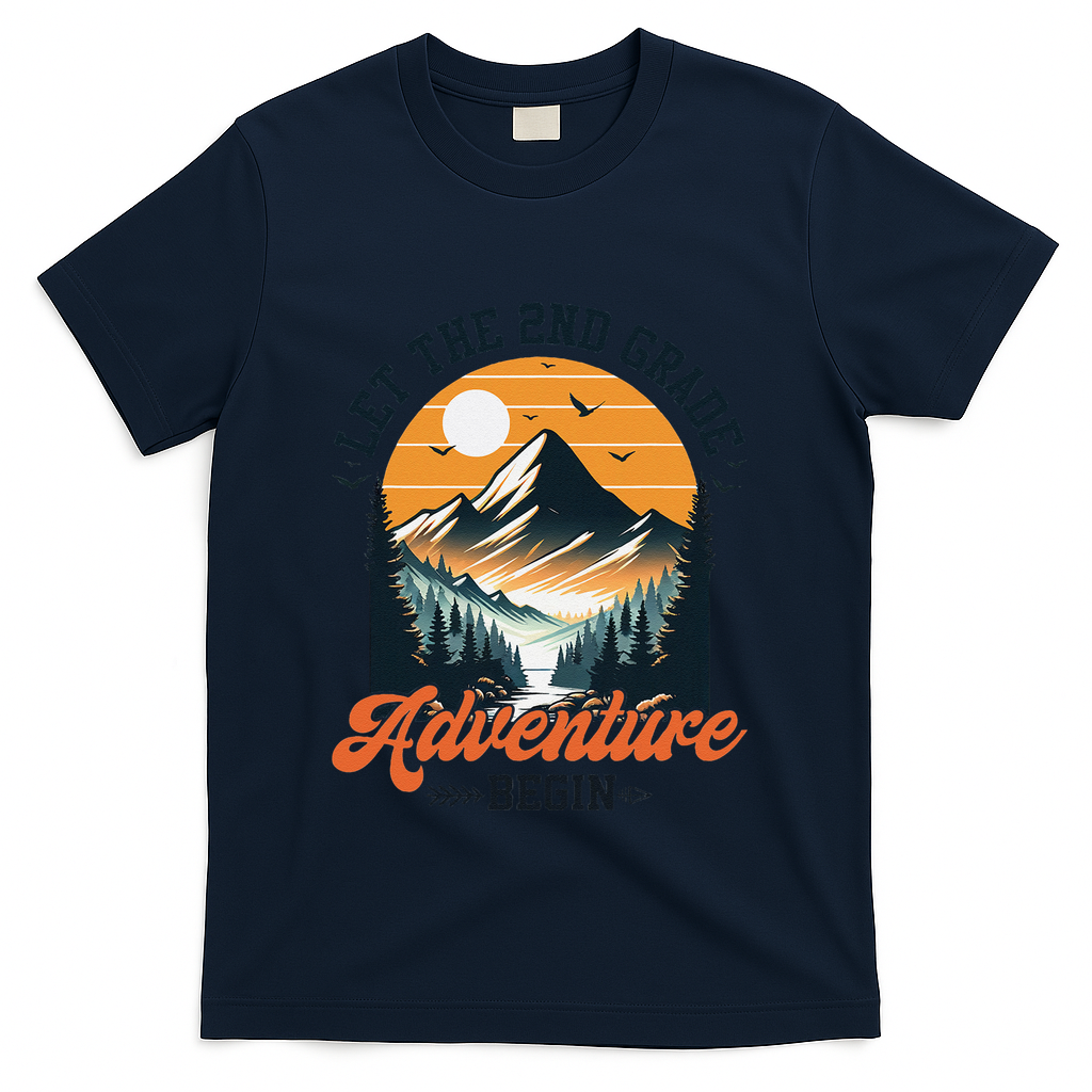 Let The 2nd Grade Adventure Begin Back To School Teacher T-Shirt - Navy