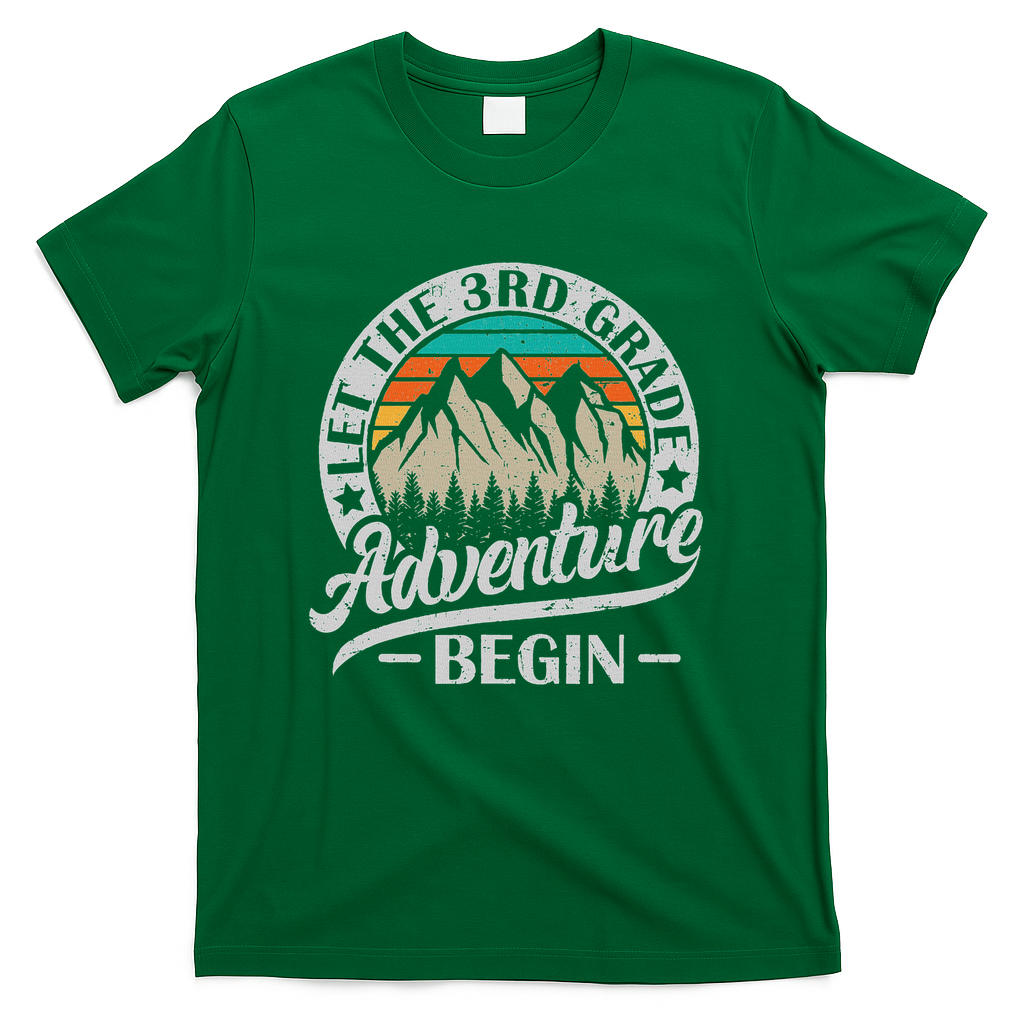 Let The 3rd Grade Adventure Begin Third Grade Teacher T-Shirt - Green