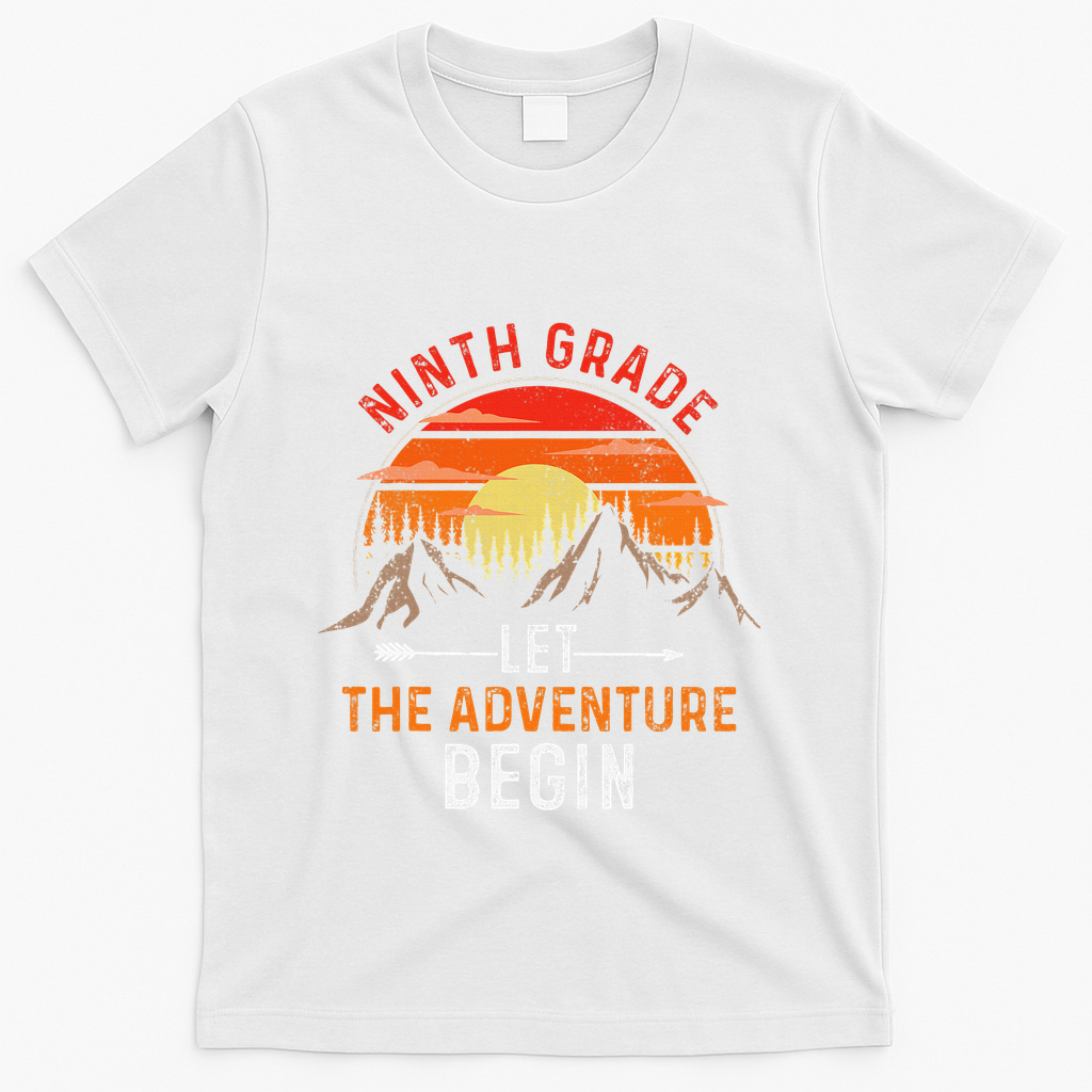 Let The 9th Grade Adventure Begin Ninth Grade Teacher Retro T-Shirt - White